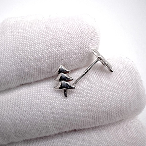 .925 Sterling Silver Christmas Tree Stud Earrings - Picture 3 of 13